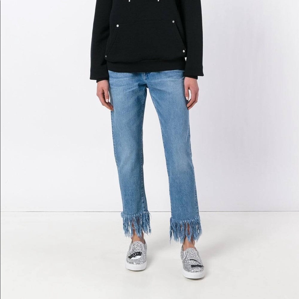 3x1 WM3 Straight Crop Fringe Jeans